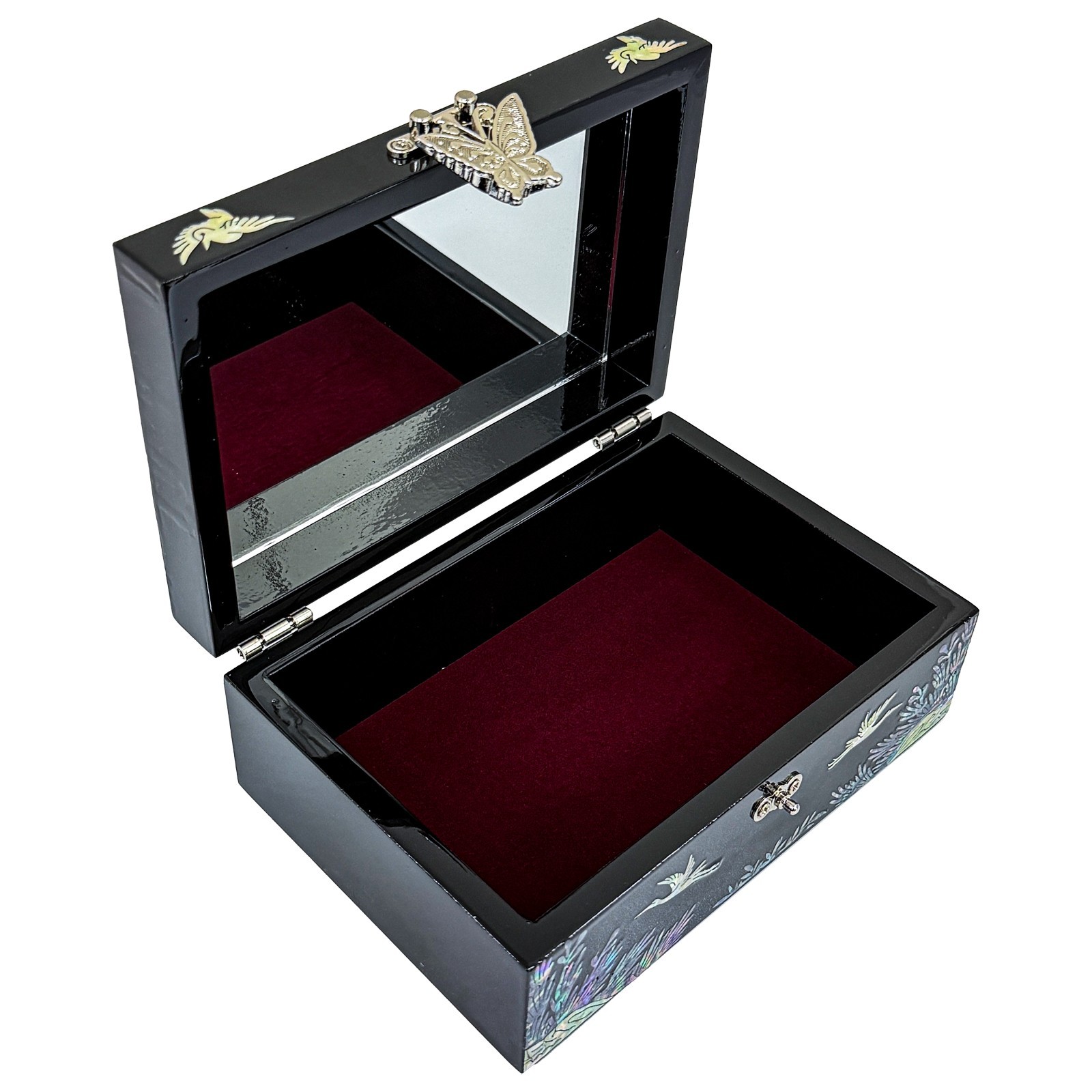 Korea Traditional Mother of Pearl Jewelry Box Crane Design wood trinket box