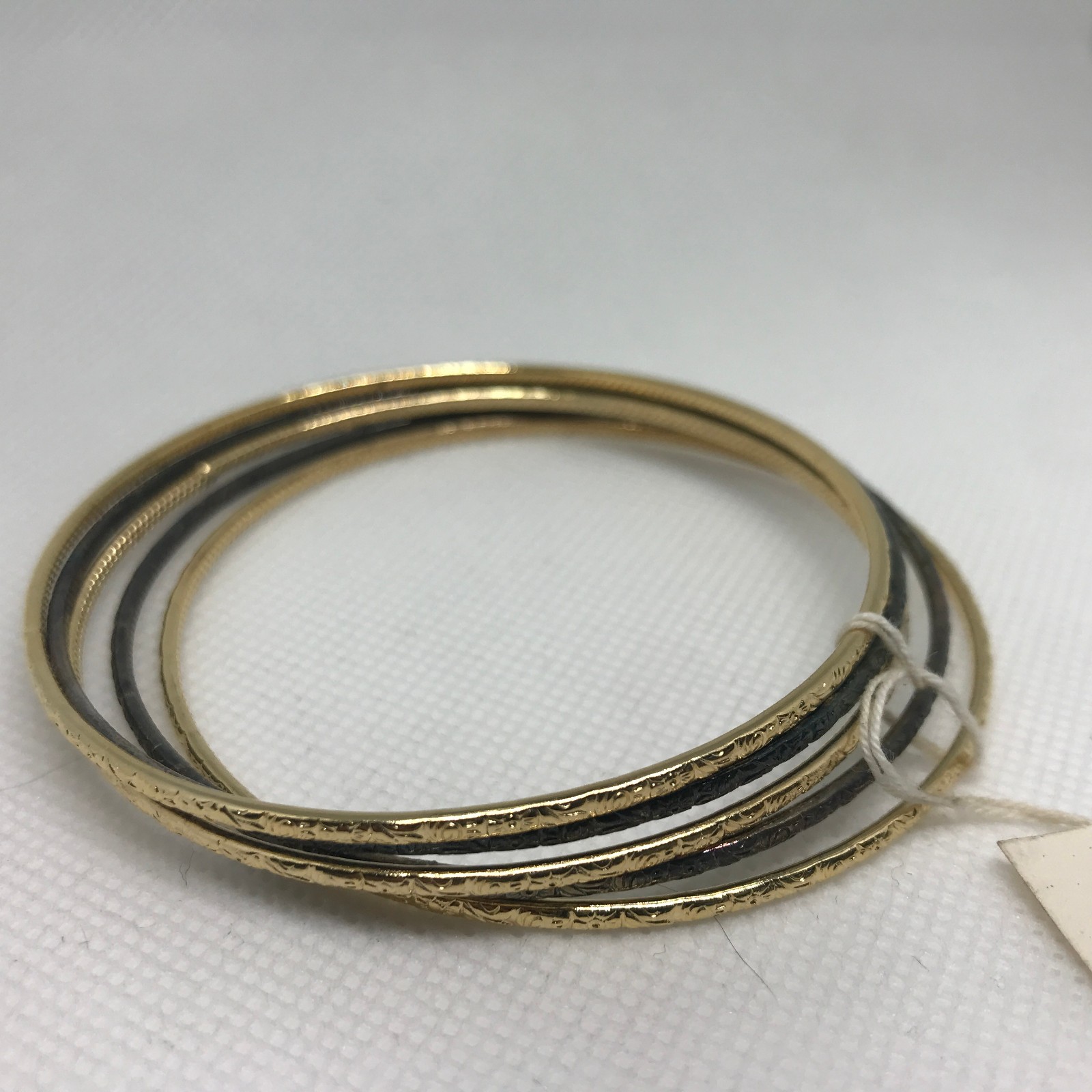 Lot of 5 Vintage Silver/Gold/Copper Tone 7″ Bracelet Bangle Diamond Cut NOS NOI