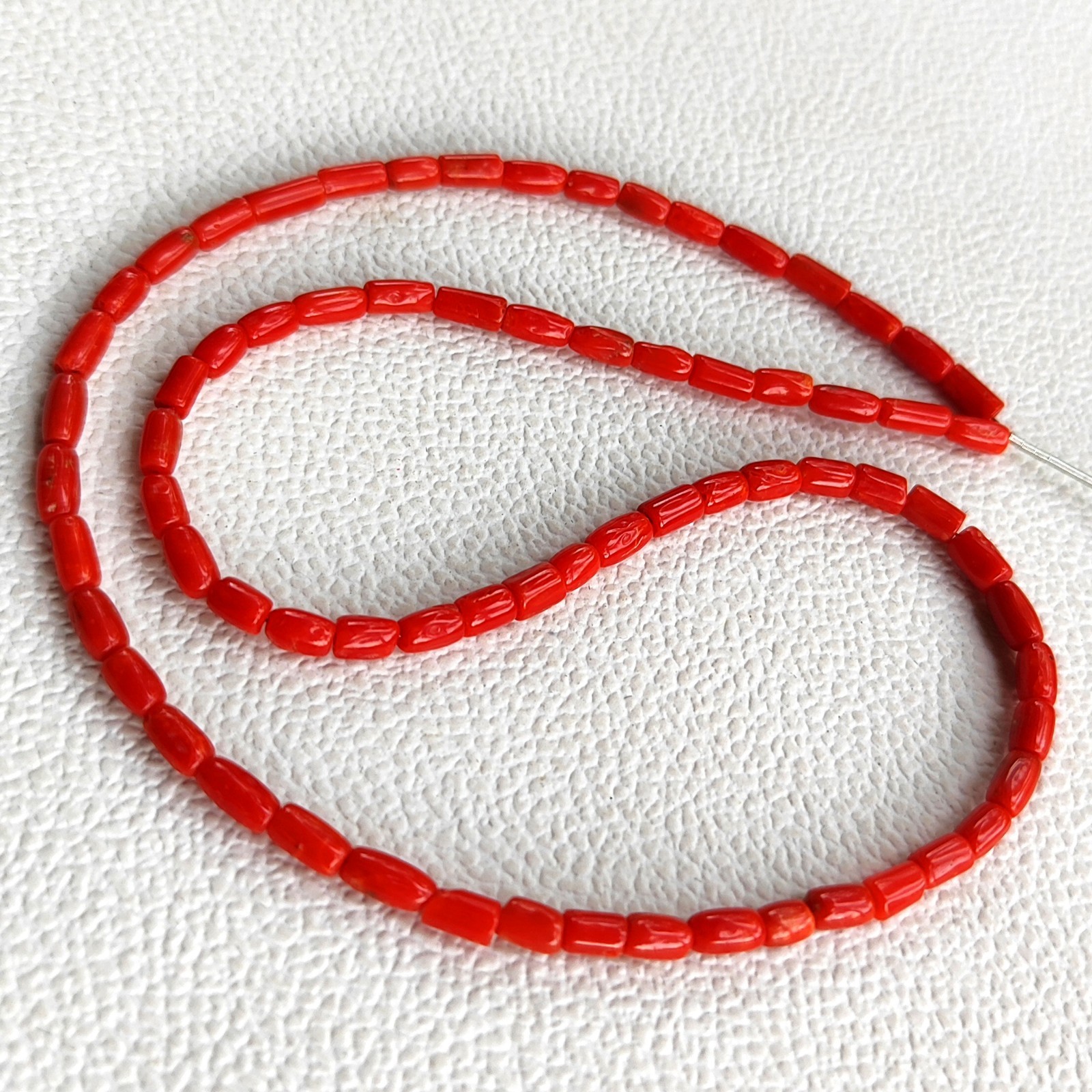 Italian Red Coral Gems 6-7mm Smooth Tube Pipe Spacer Beads 16″ Strand Jewelry