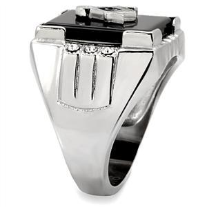 MASONIC MASON SILVER SQUARE BLACK RHODIUM CRYSTAL #2 RING SIZE 8 9 10 11 12 13
