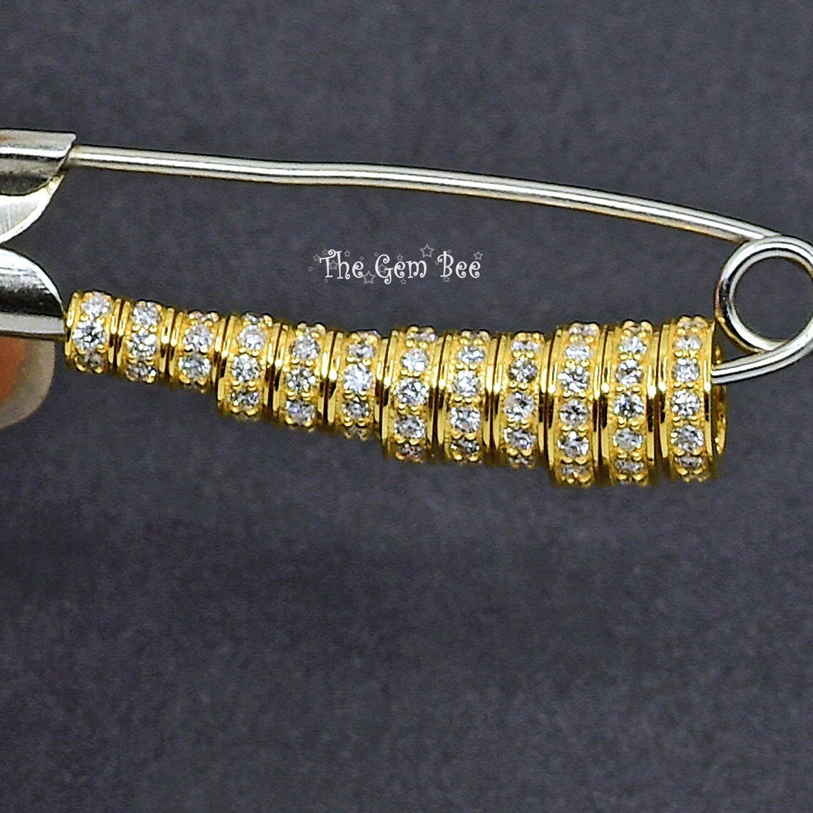 3mm 4mm 5mm 6mm 14k Yellow Gold Diamond Eternity Rondelle Wheel Spacer Bead