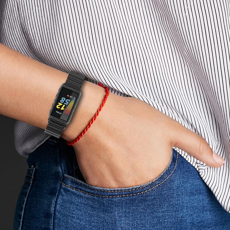 For Fitbit Charge 5 6 4 3 Replacement Rugged Armor Silicone Band w/ Bumper Case