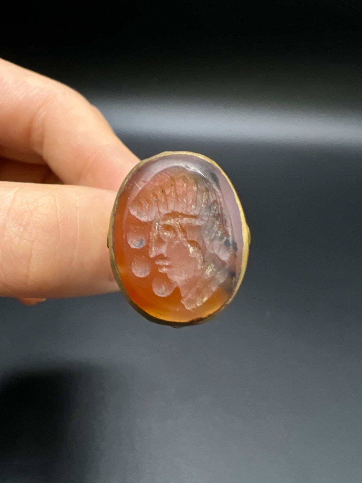Vintage Carnelian Intaglio Ring Size 8 Roman Warrior Portrait Ring Handmade
