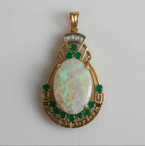 Natural Fire Opal 3.00Ct Oval Cut Women Vintage Pendant 14K Yellow Gold Plated