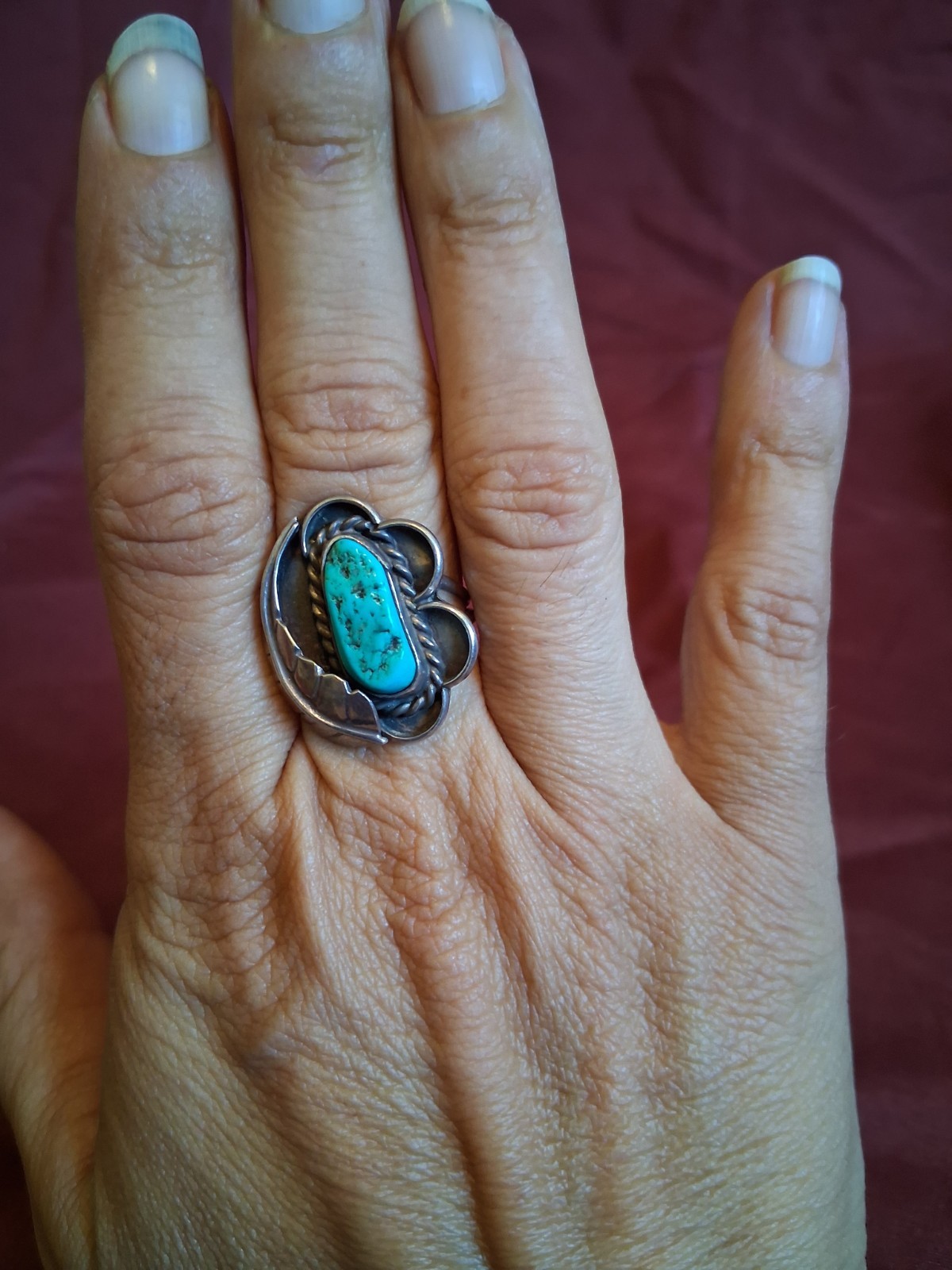 Vintage Native American Old Pawn Fleather Ring Size 7.5 Unsigned