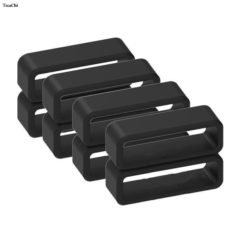 4PCS Silicone Watch Band Holder Loop Ring 22mm Black Strap Keeper Accessories