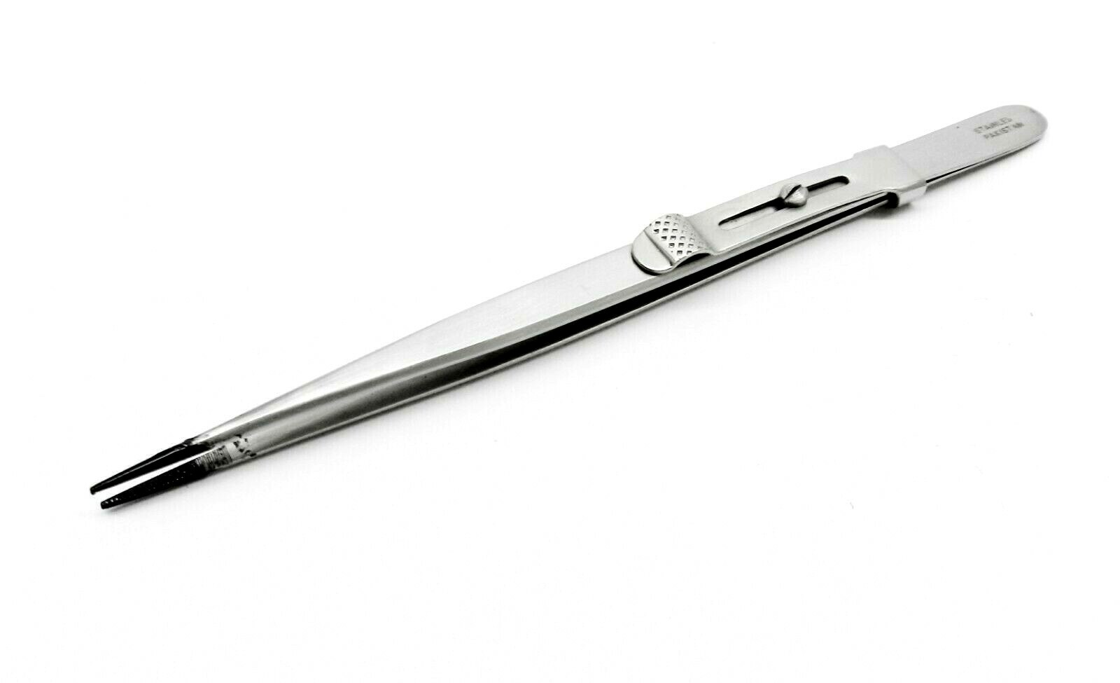 Tweezers Fine Tip Black Tips Slide Lock 6-1/4″ Stainless Black Tip ***Closeout