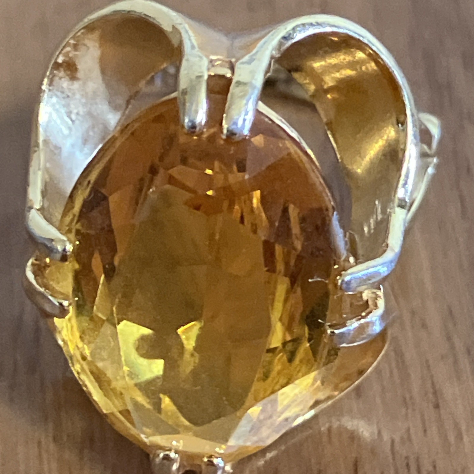 Vintage 18K HGE Gold Plated Cocktail Statement Midi Ring Oval Faux Citrine READ