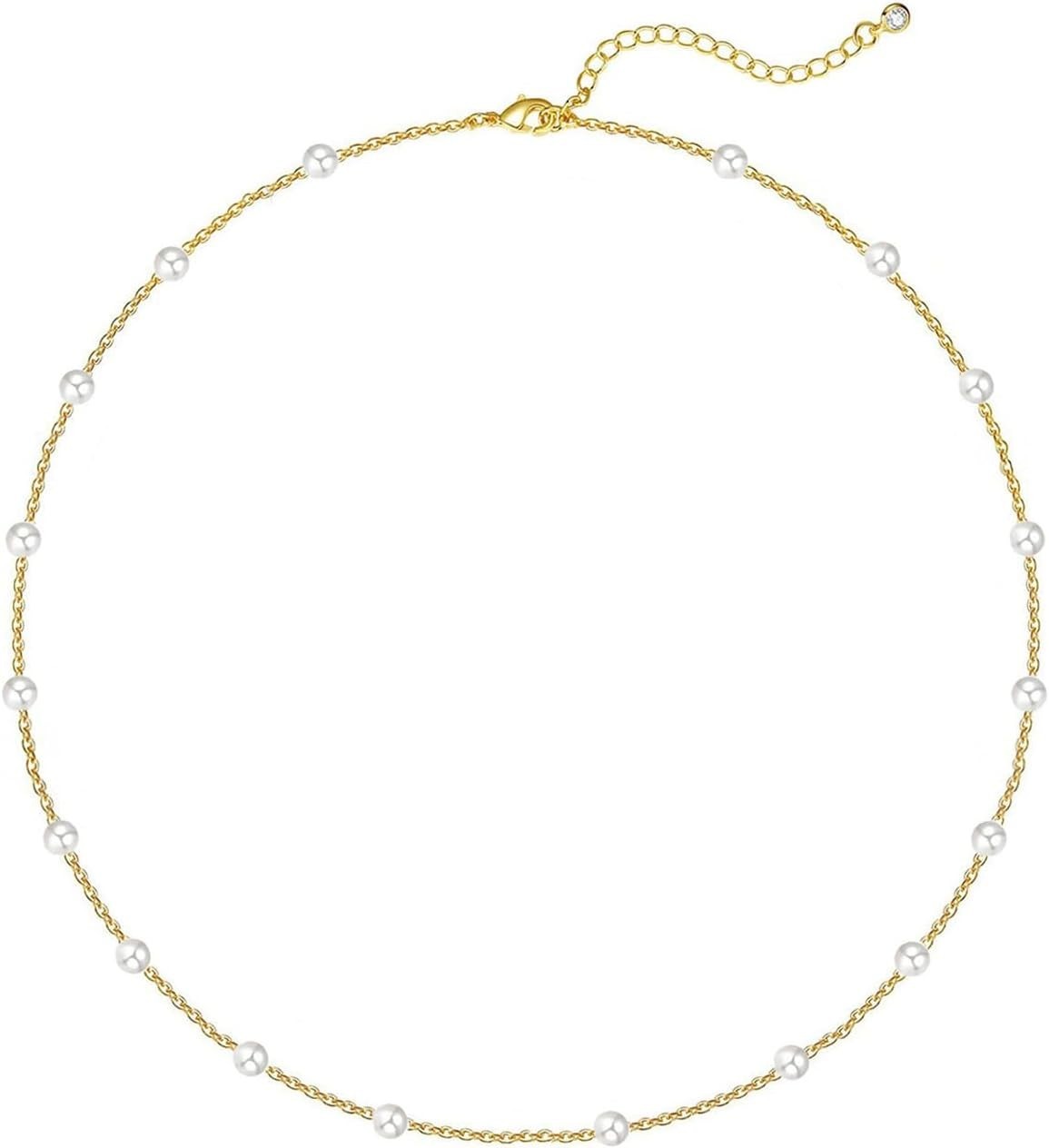 Timeless 4MM Gold Satellite Pearl Necklace – Dainty Bridesmaid & Everyday Wear