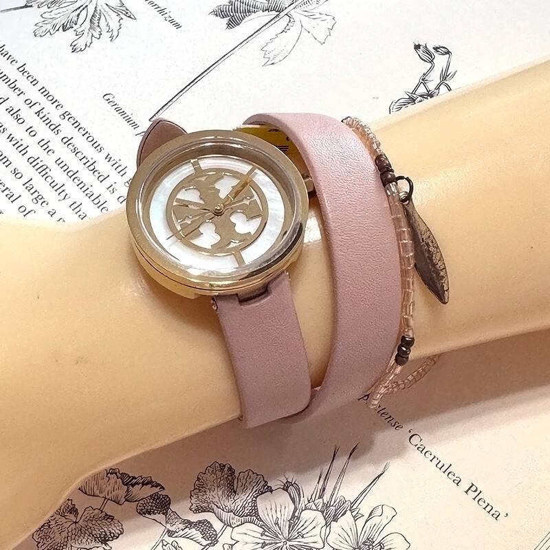 Tory Burch TBW4030 28mm Gold Stainless Steel Case Pink Leather Strap Ladies…