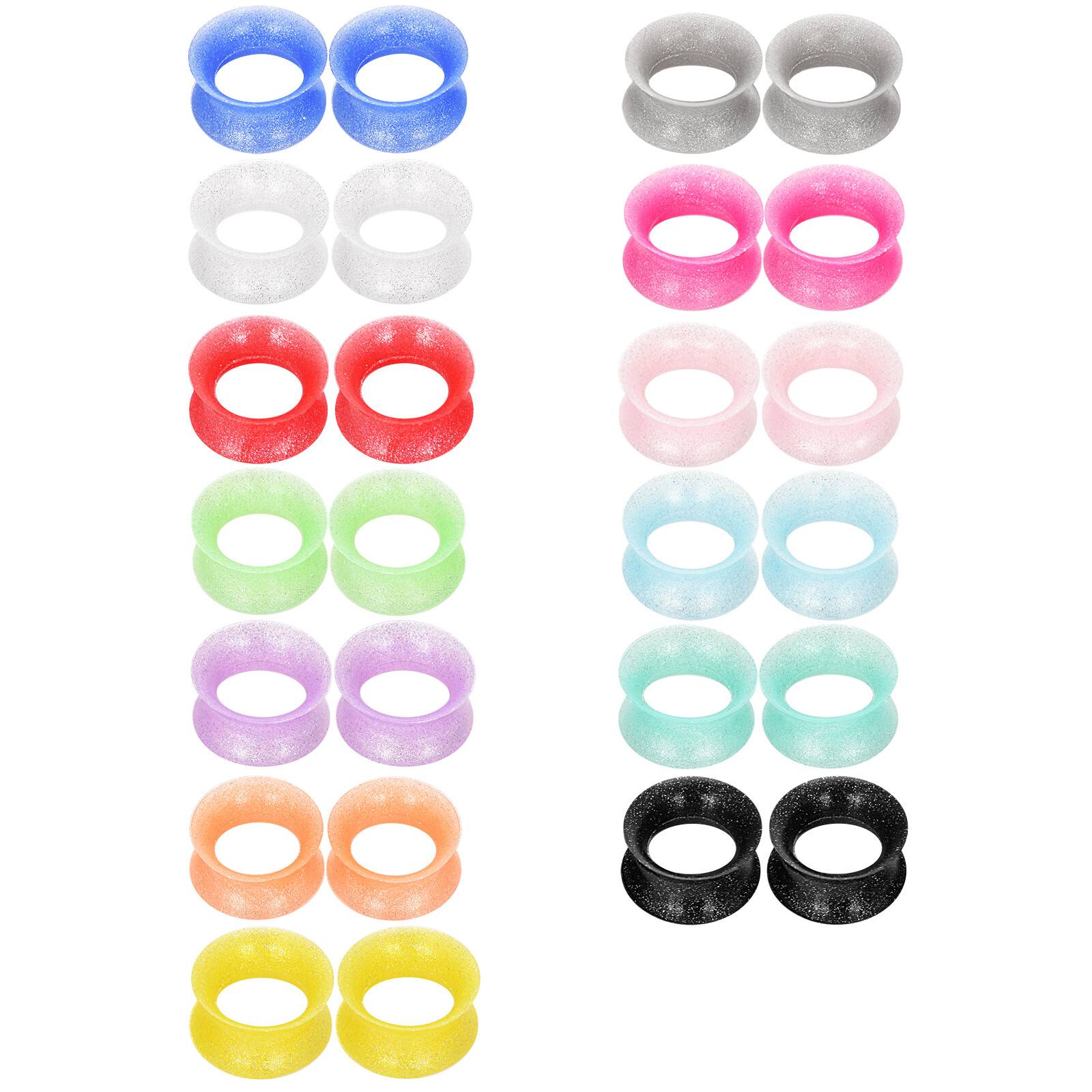 1 Pair Silicone Flexible Tunnels Double Flared Ear Plug Gauges Piercing Jewelry