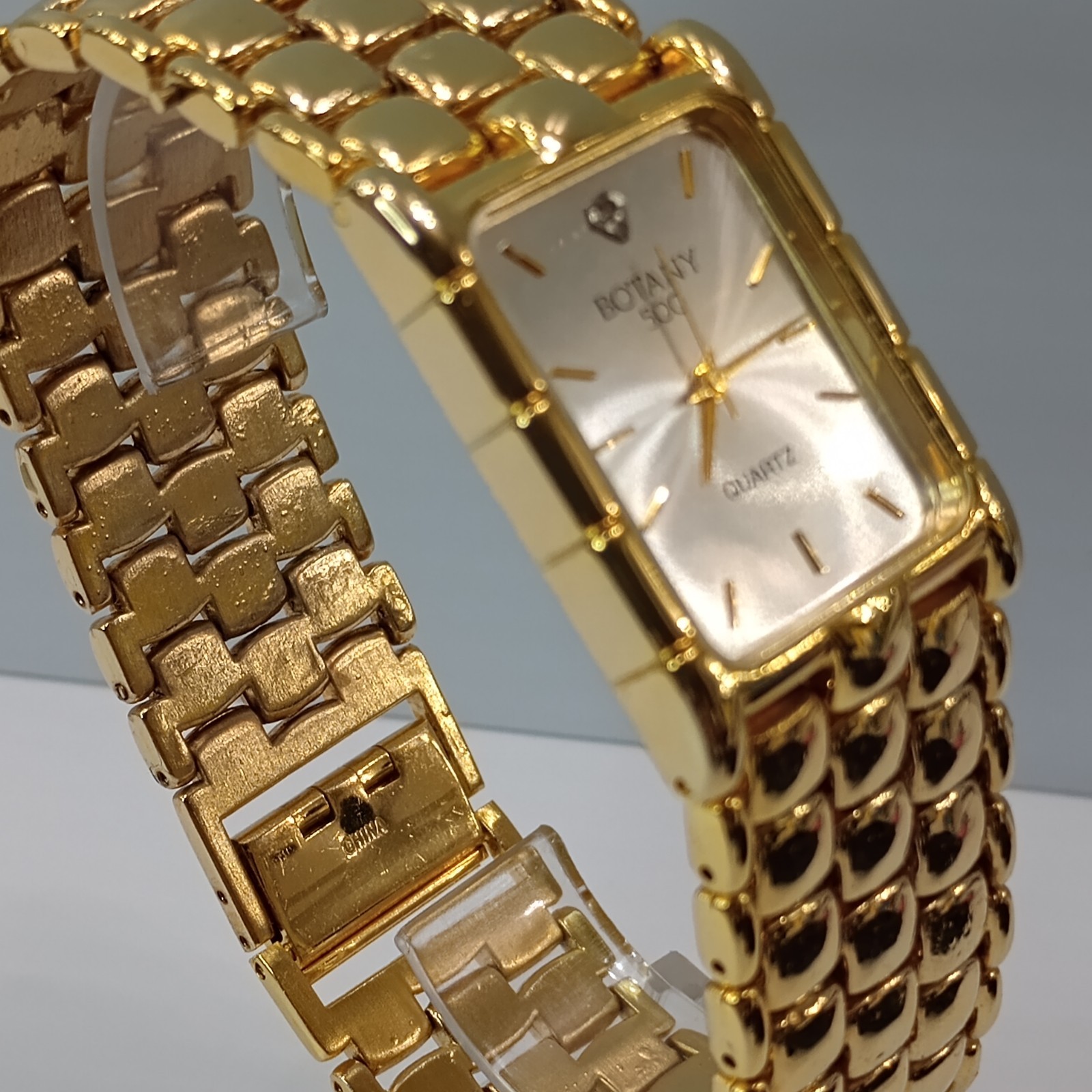 Botany 500 Gold Tone Quartz Watch Rectangular 24.7mm Bracelet New Battery