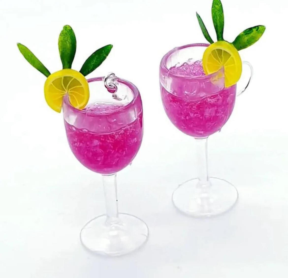 Handmade PINK PARADISE COCKTAIL GLASS EARRINGS gift boxed DRINK mini MINIATURE