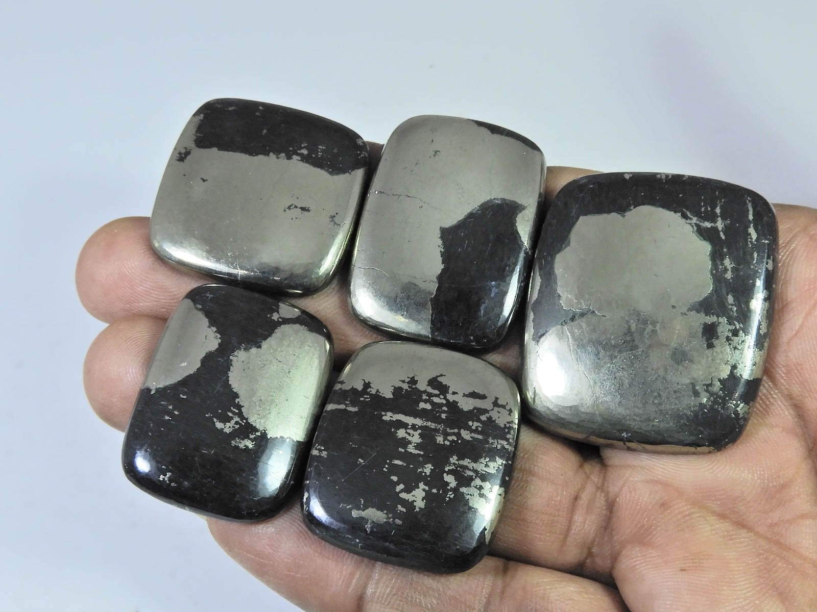 372Cts.Natural Apache Gold Pyrite Octagon Cabochon Loose Gemstone 05Pcs Lot
