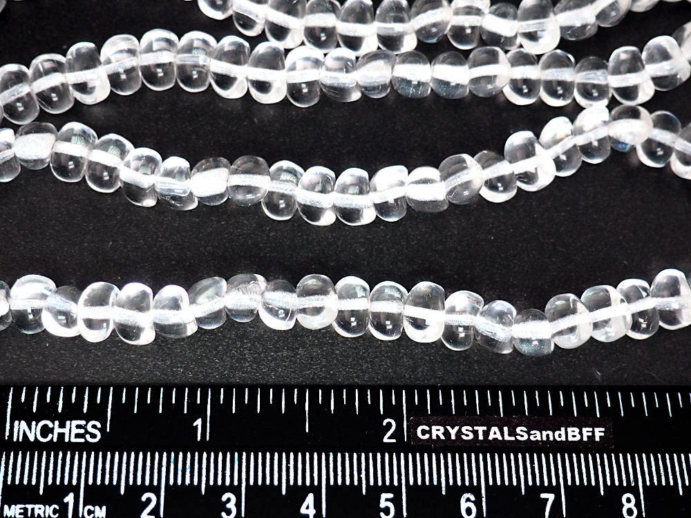 30 Czech Glass Smooth Druk Nugget Beads 6x8mm clear Crystal, P219