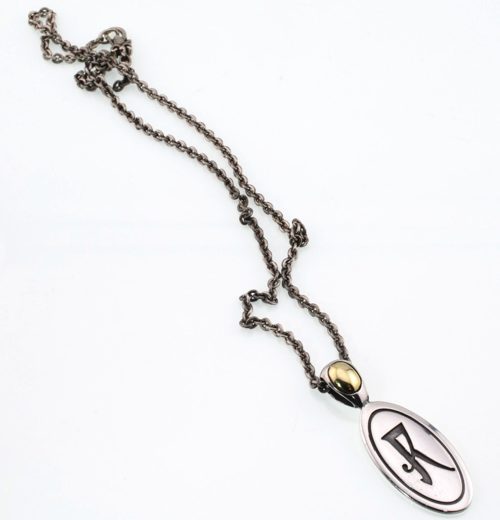 Ann King R Initial Necklace in Sterling Silver & 18k Gold – 16″