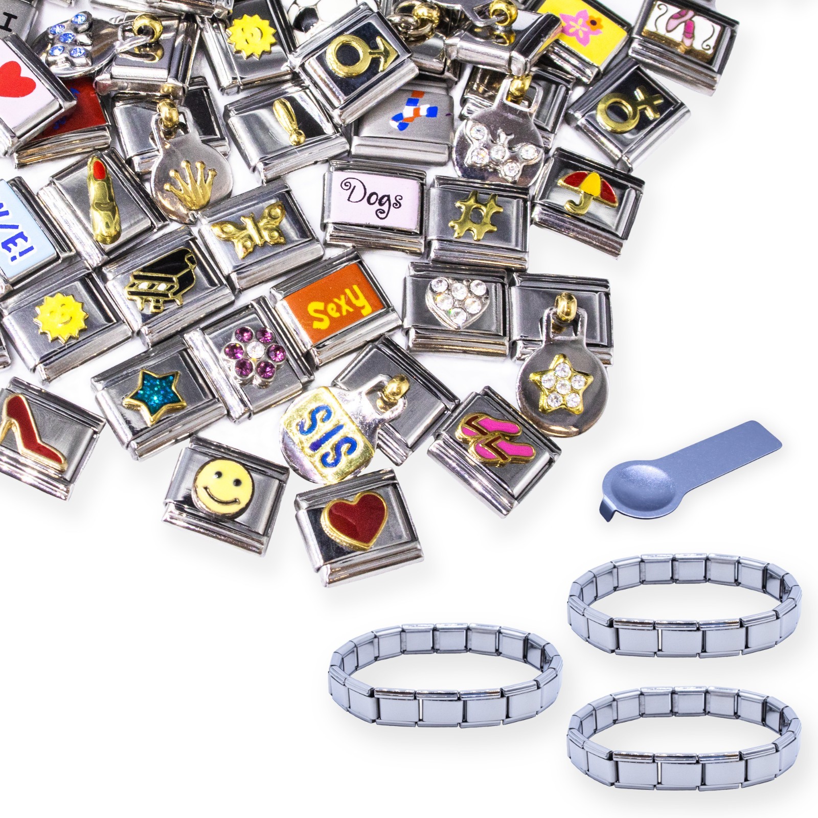 Fablinks 60 Piece Italian Link Charm Bracelet Set