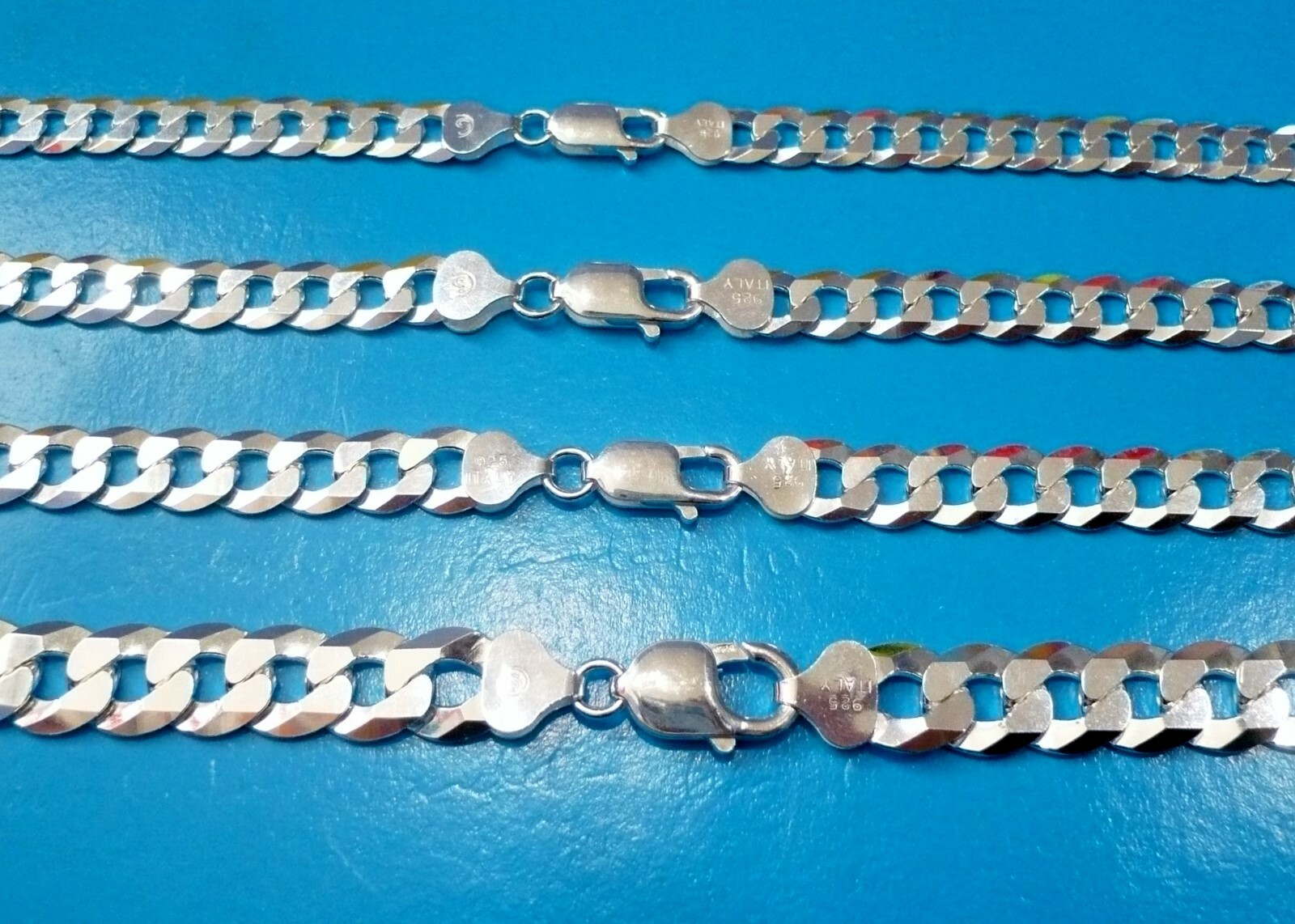 7mm -10.8mm 925 STERLING SILVER MEN’S WOMEN’S flat CUBAN LINK CHAIN OR BRACELET