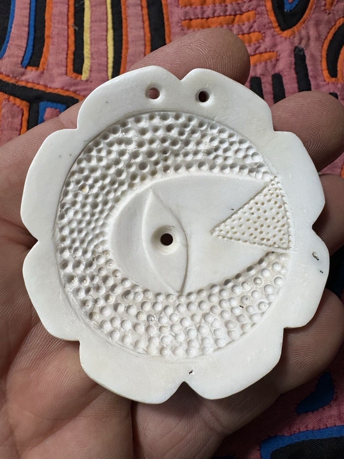 Forked Eye Shell Gorget Made From Manasota Food Shell 2.75” Handmade