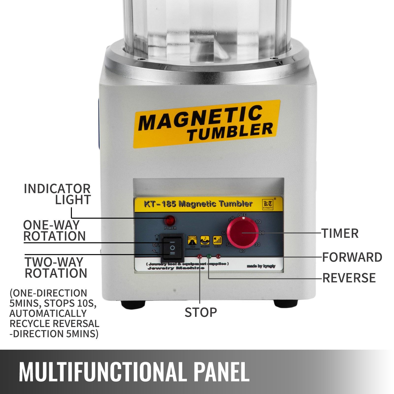Polycarbonate Magnetic Polisher 185mm, 2000 RPM, 2-60min Adjustable Timer