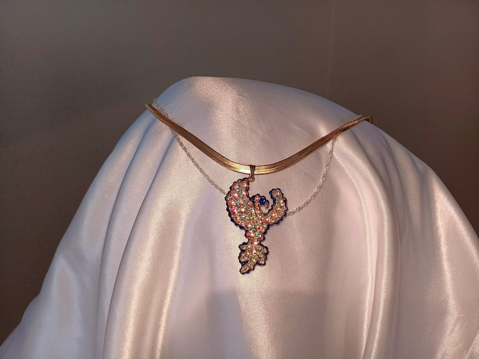 Crystal Phoenix Necklace – Dual Ice & Fire Bird Jewelry – Phoenix Set Gift