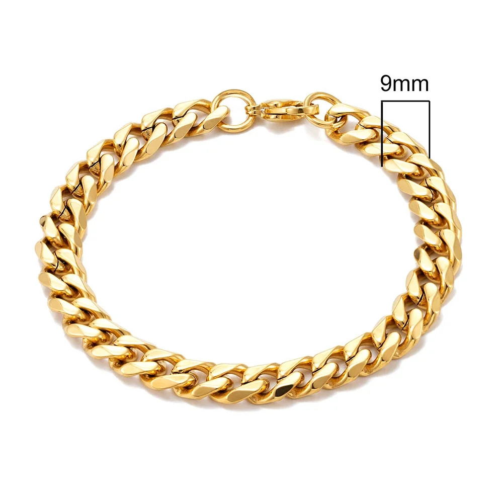 3-11 mm Punk Rock Stainless Steel Curb Cuban Link Chain Men Bracelet men Women