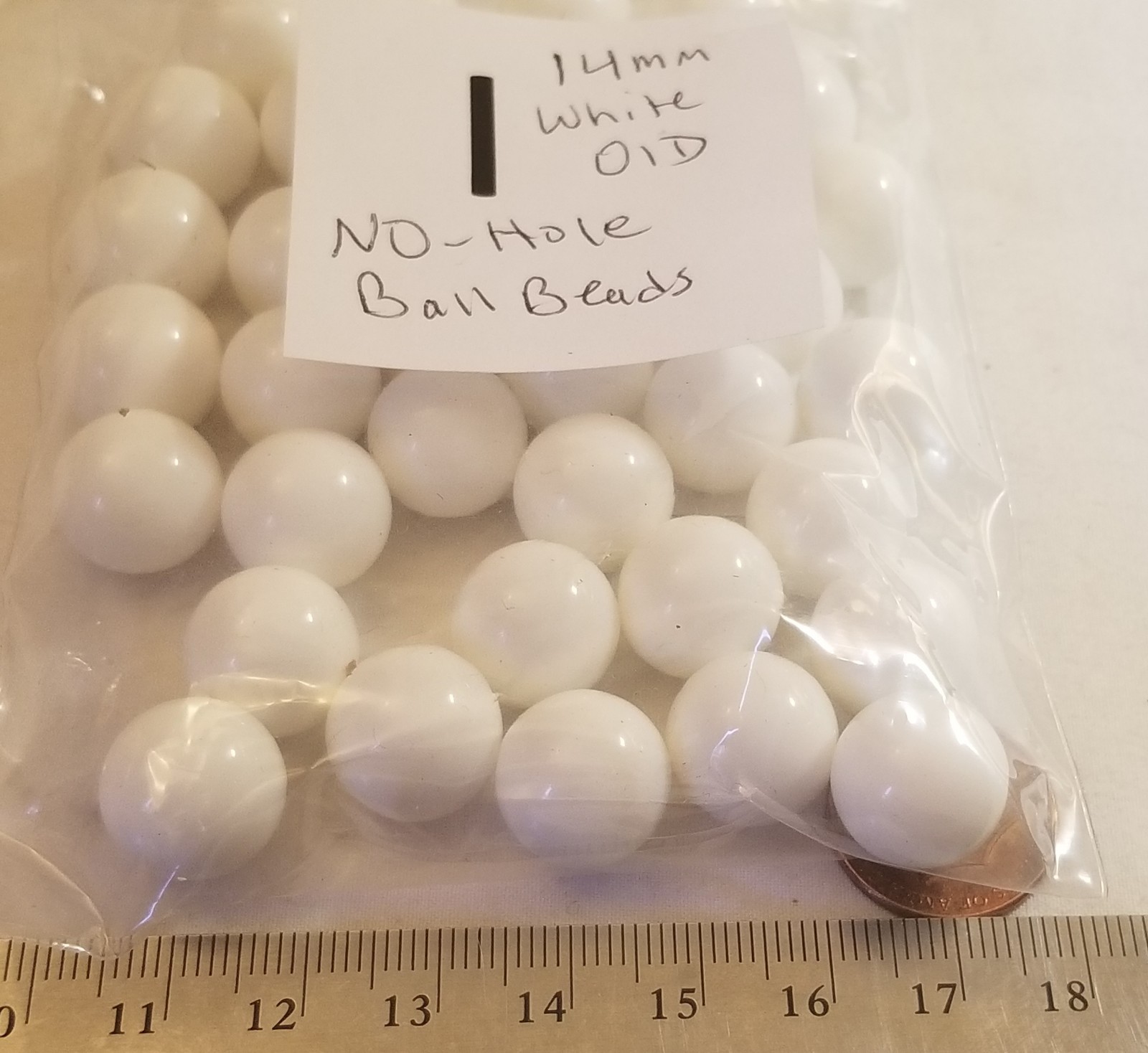 Vtg No Hole Mix White Glass & Plastic Ball Bead Jewelry Repair Craft Rhinestone