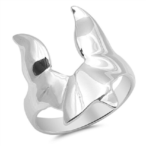 Sterling Silver Double Whale Tail Ring – Free Gift Packaging