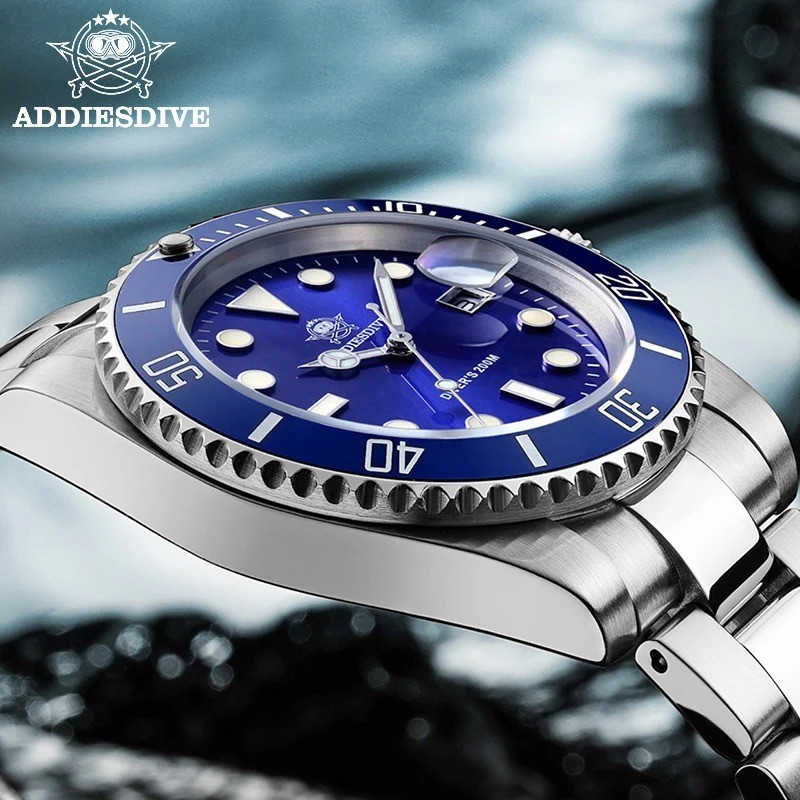 ADDIESDIVE Men’s Stainless Steel Quartz Watch Waterproof Sports Wristwatch