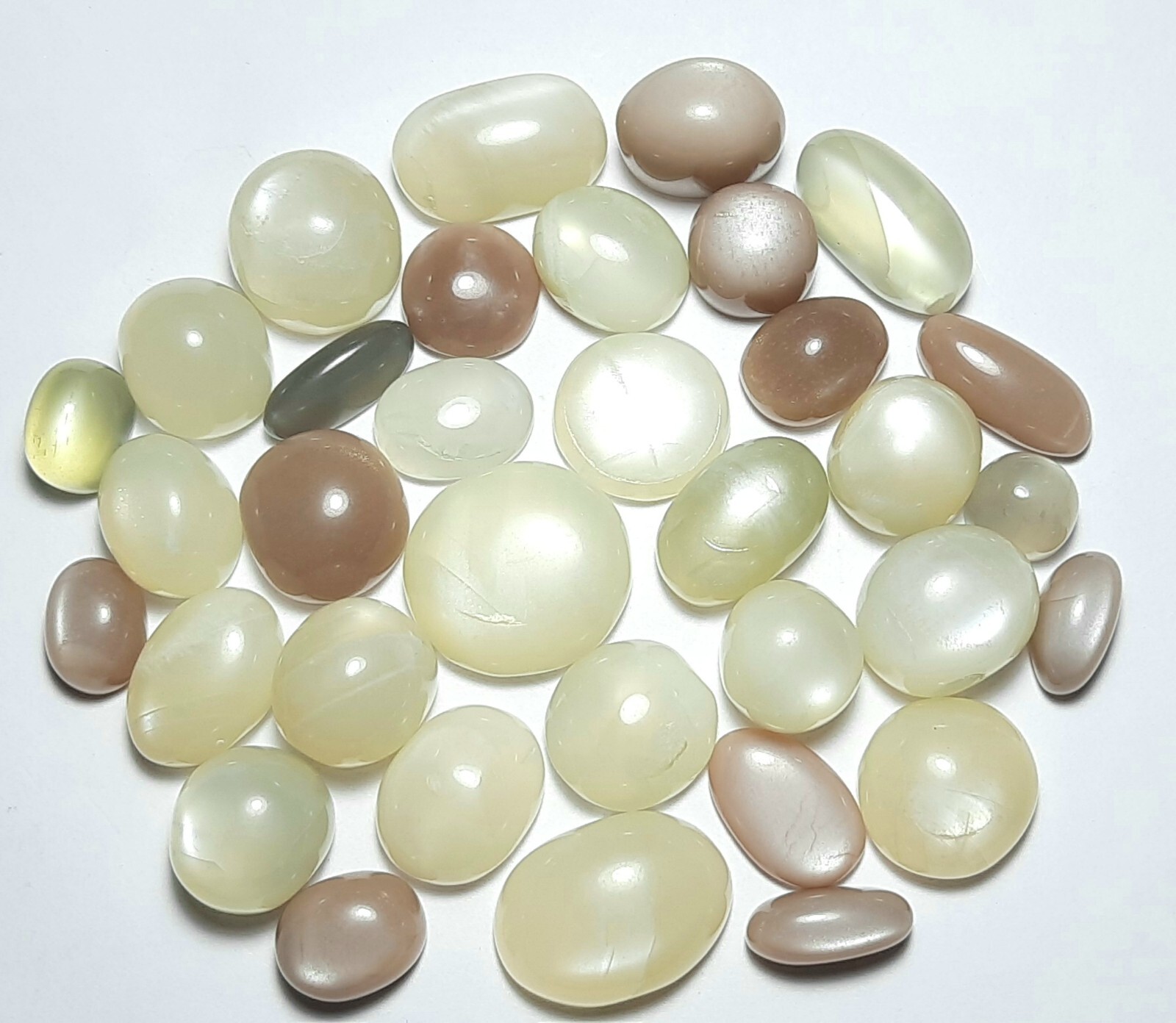 White Grey Peach Chocolate Moonstone Mix 500 Carat Lot Cabochon Free Shipping