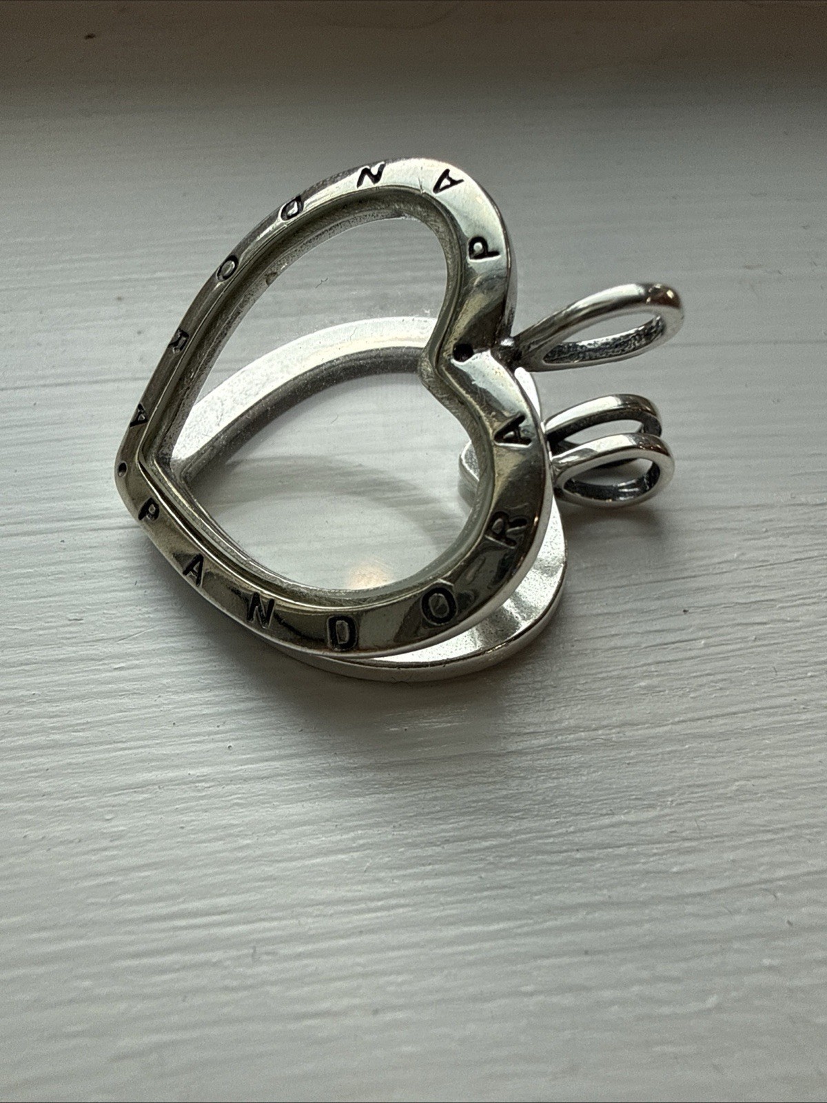 Genuine Pandora Silver CZ Medium Floating Heart Locket