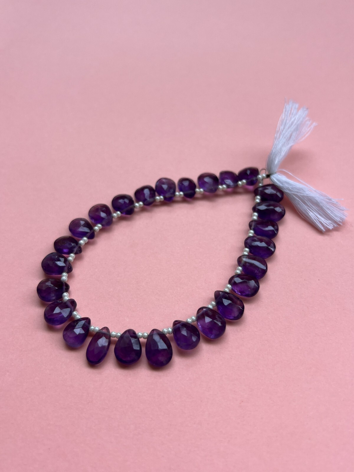 Natural Amethyst Faceted Pear Briolette Beads 1 Strand 8-9mm Teardrop Gemstone