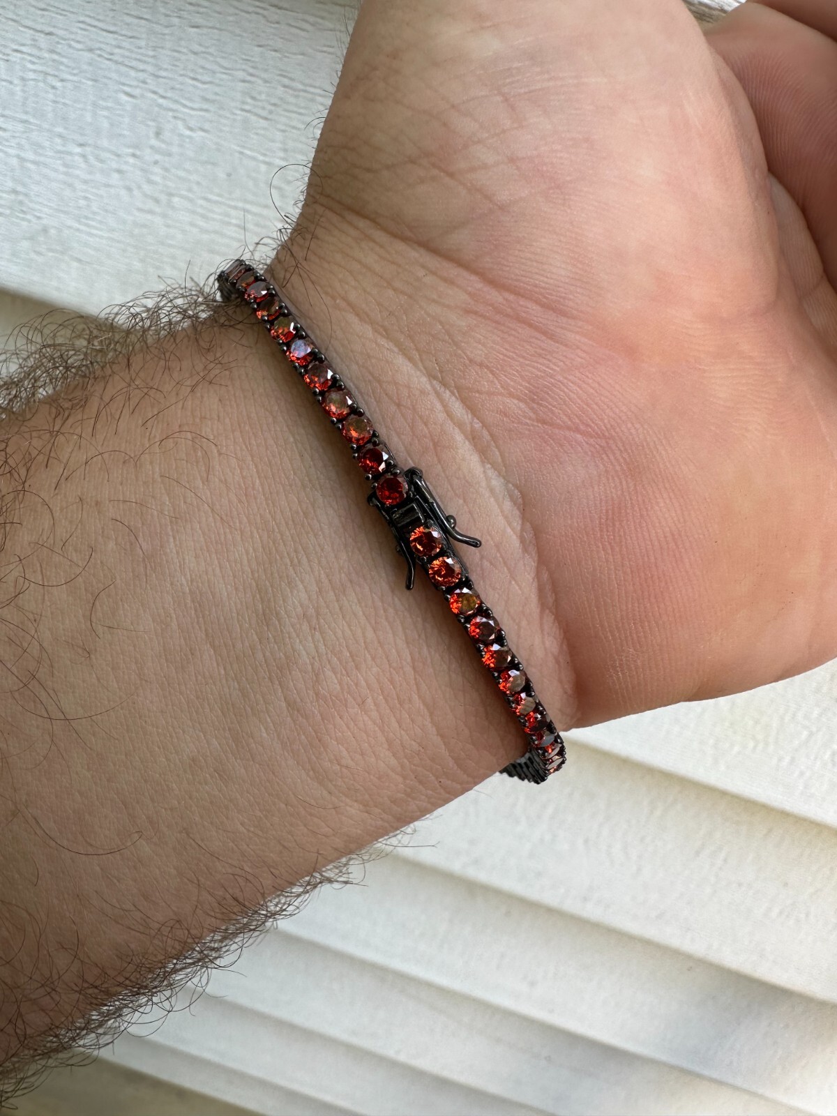 3mm Deep Red CZ Tennis Bracelet Real Iced 925 Sterling Silver Mens Ladies 6-8.5″