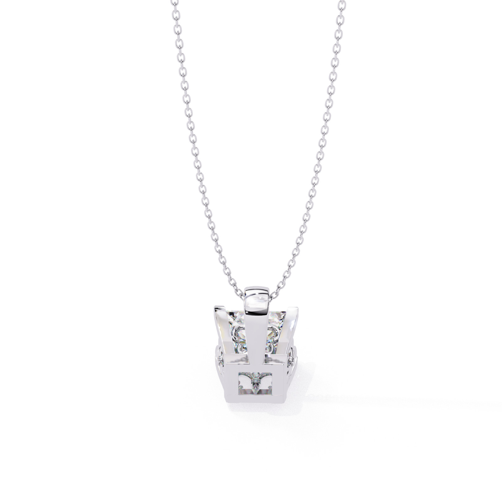 Beautiful Princess Diamond Pendant Made In 14 KT Gold Studded With Lab Created