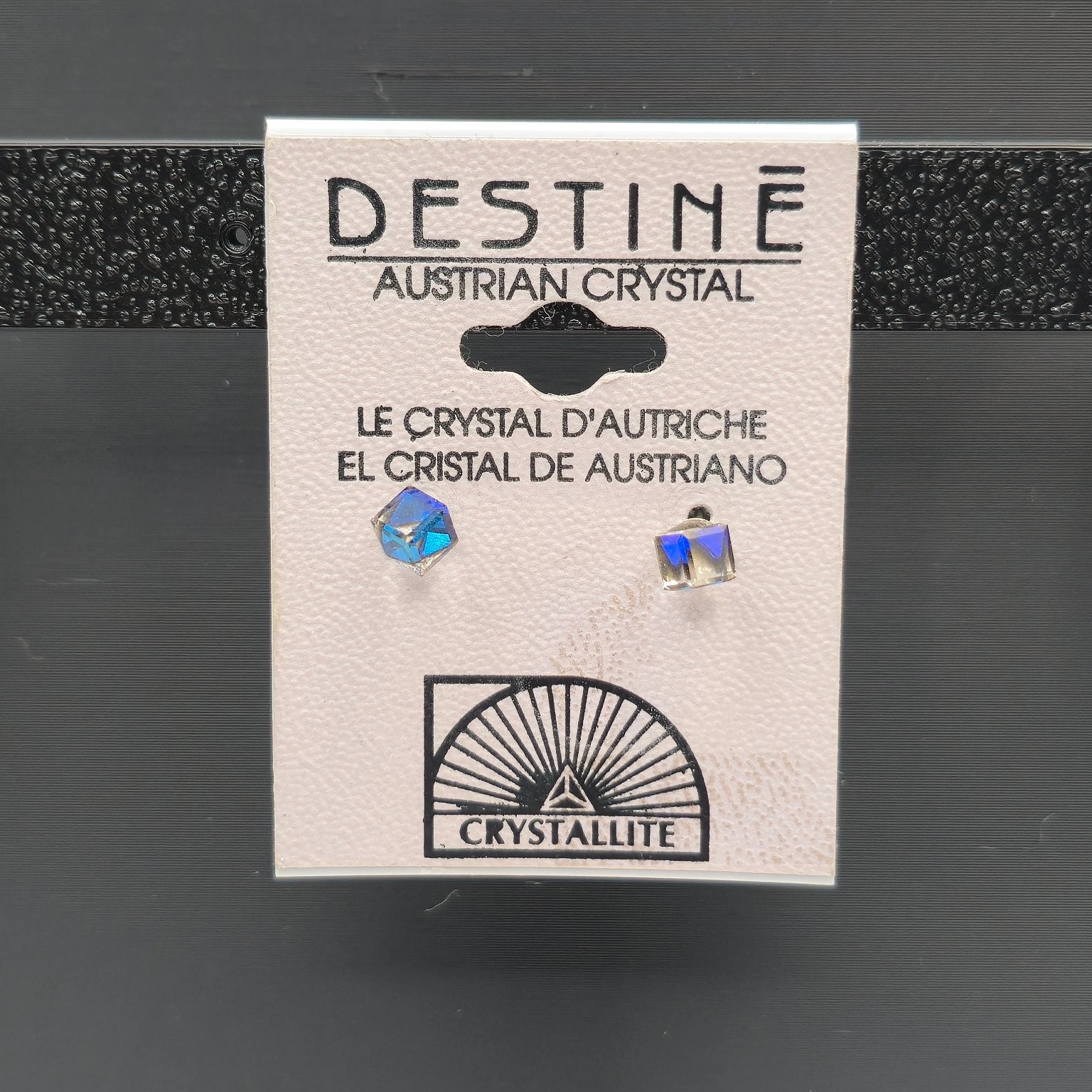 Crystallite Destine Austrian Crystal Square Stud Earrings – Blue Tint