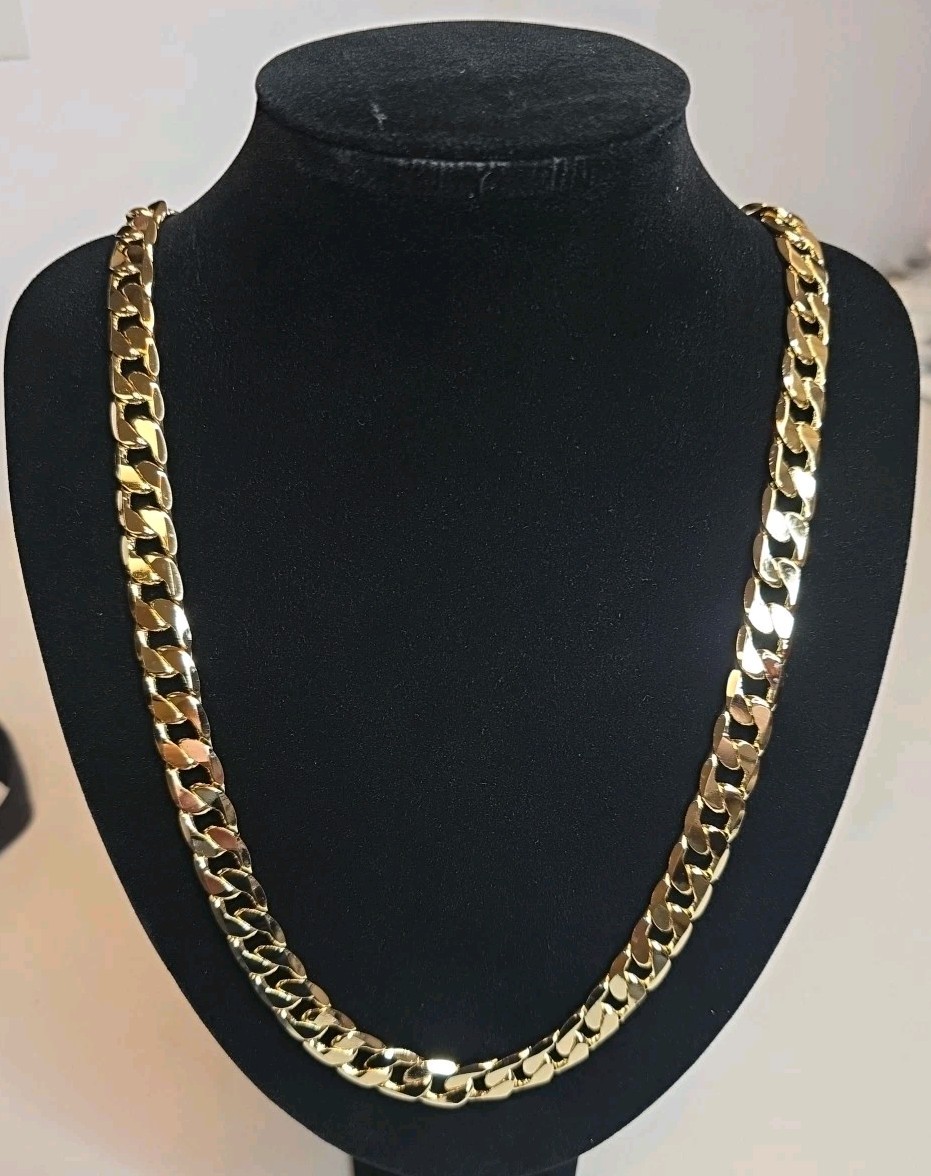 14K Gold Plated Necklace 30” Cuban Chain Stamped 14K…approx 140 Grams.