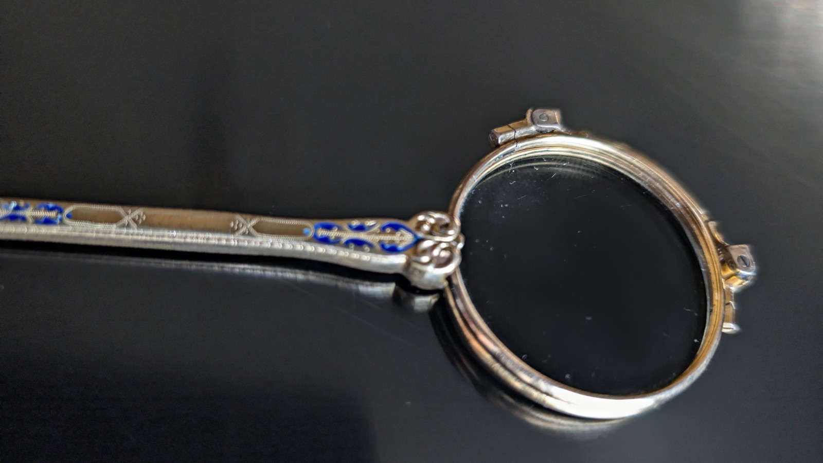 French metal and enamel lorgnette c1880
