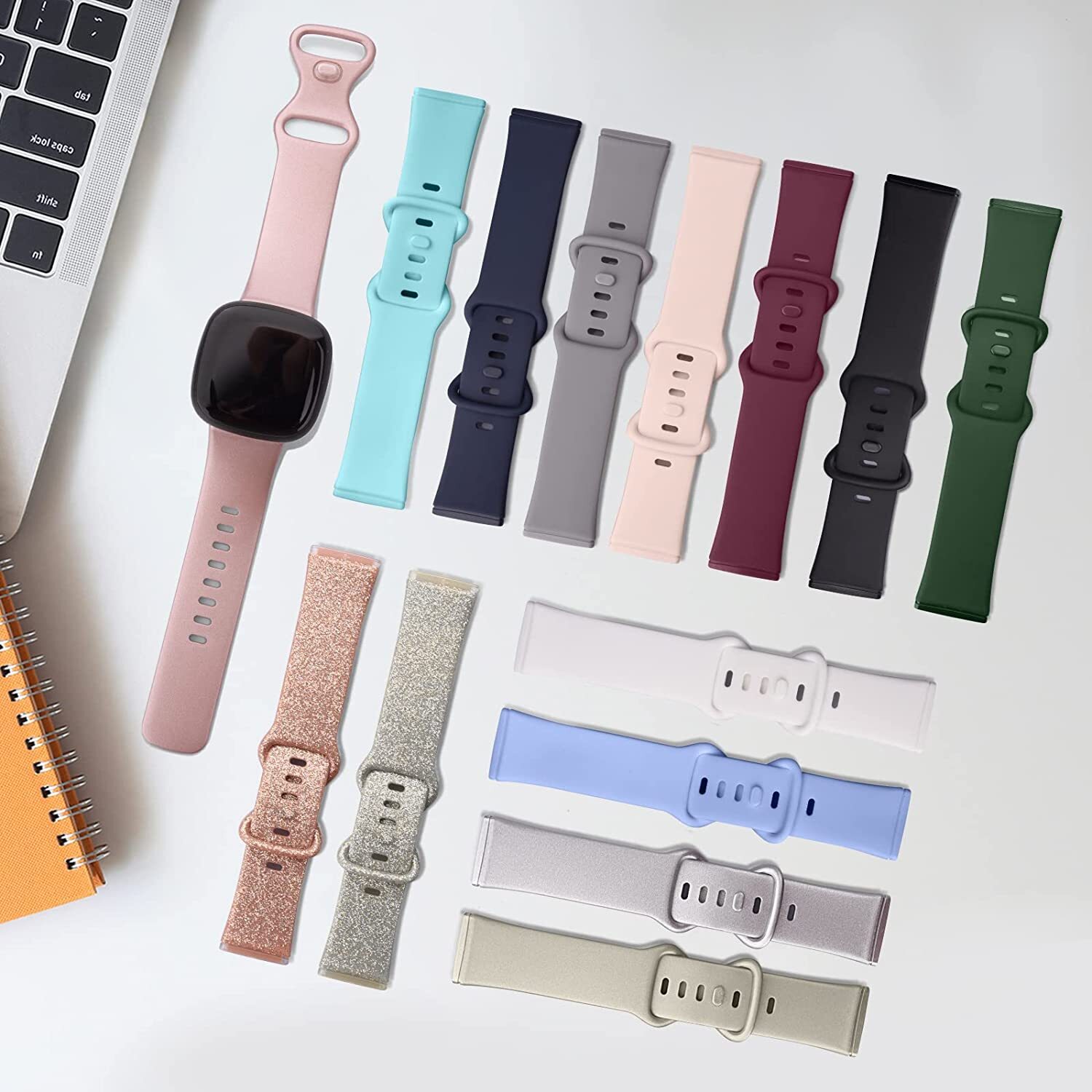Soft TPU Cover Sport Silicone Watch band Strap For Fitbit Versa 3 4/Sense 2 1