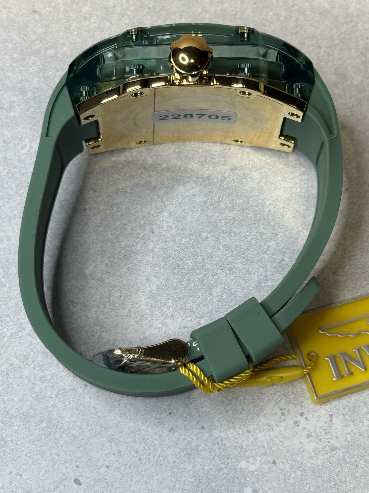 Invicta Racing Cyclone 48.5mm Quartz Watch Transparent Green Silicone Strap New