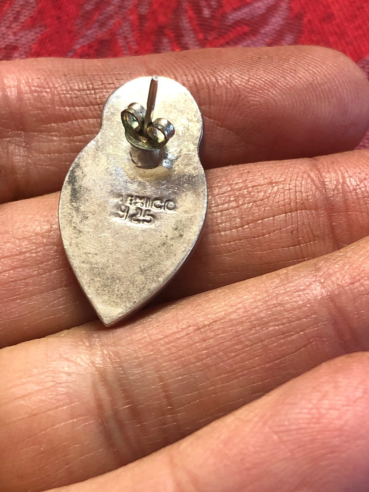 Streling Silver 925 Heart Shape Tear Drop Onix