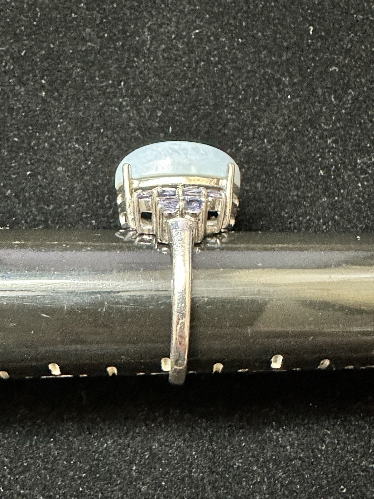 Vintage Blue Purple Semi Gems Sterling Silver 925 Genuine Marcasite Ring Sz 10