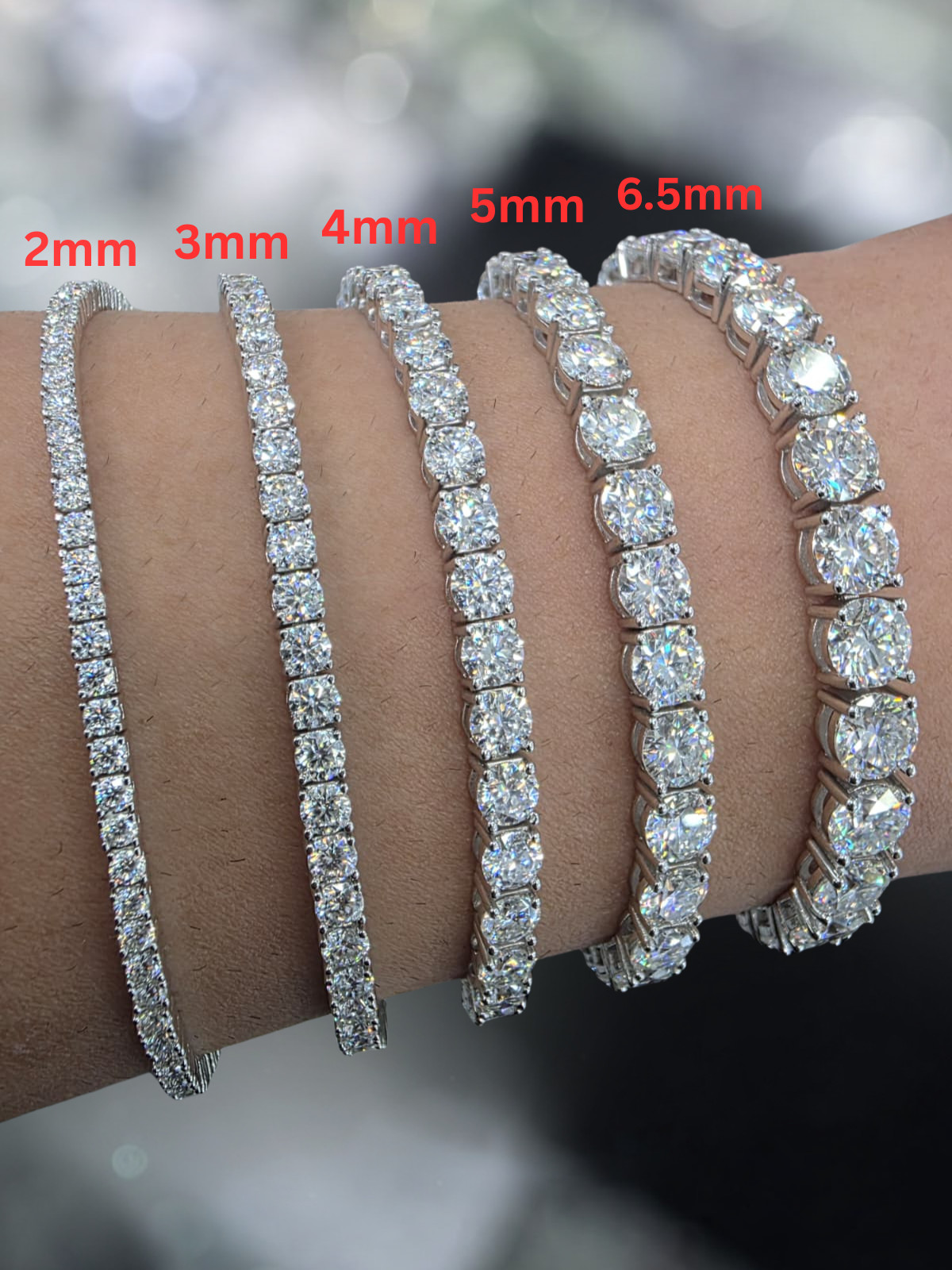 Moissanite Tennis Bracelet VVS, 2–6.5mm Iced Out 925 Sterling Silver