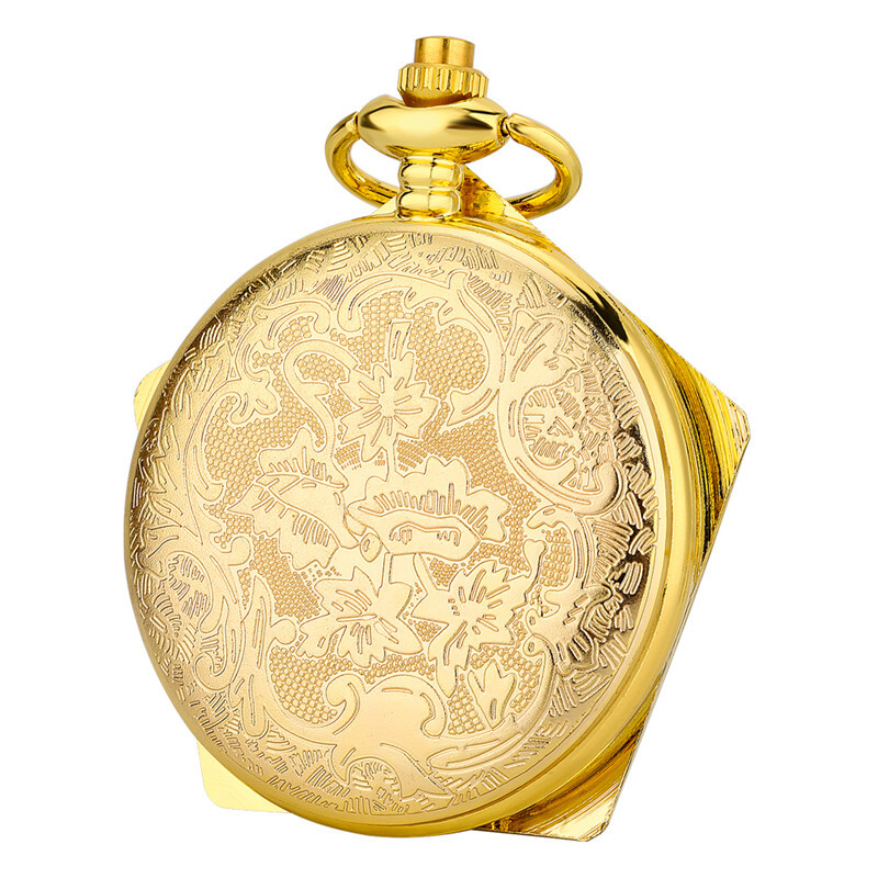 Golden Pentagon Chocolate Frog Quartz Pocket Watch Necklace Chain Birthday Gifts