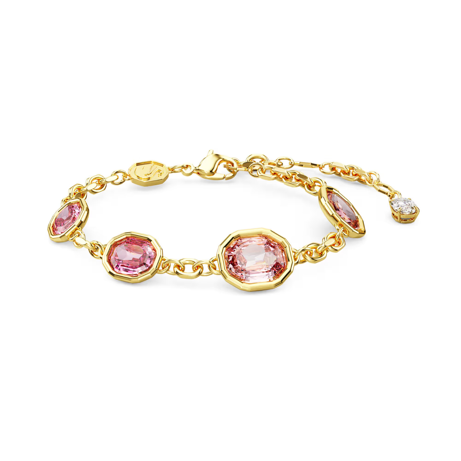 Swarovsk 5684537 Imber bracelet Octagon cut, Pink, Gold-tone plated
