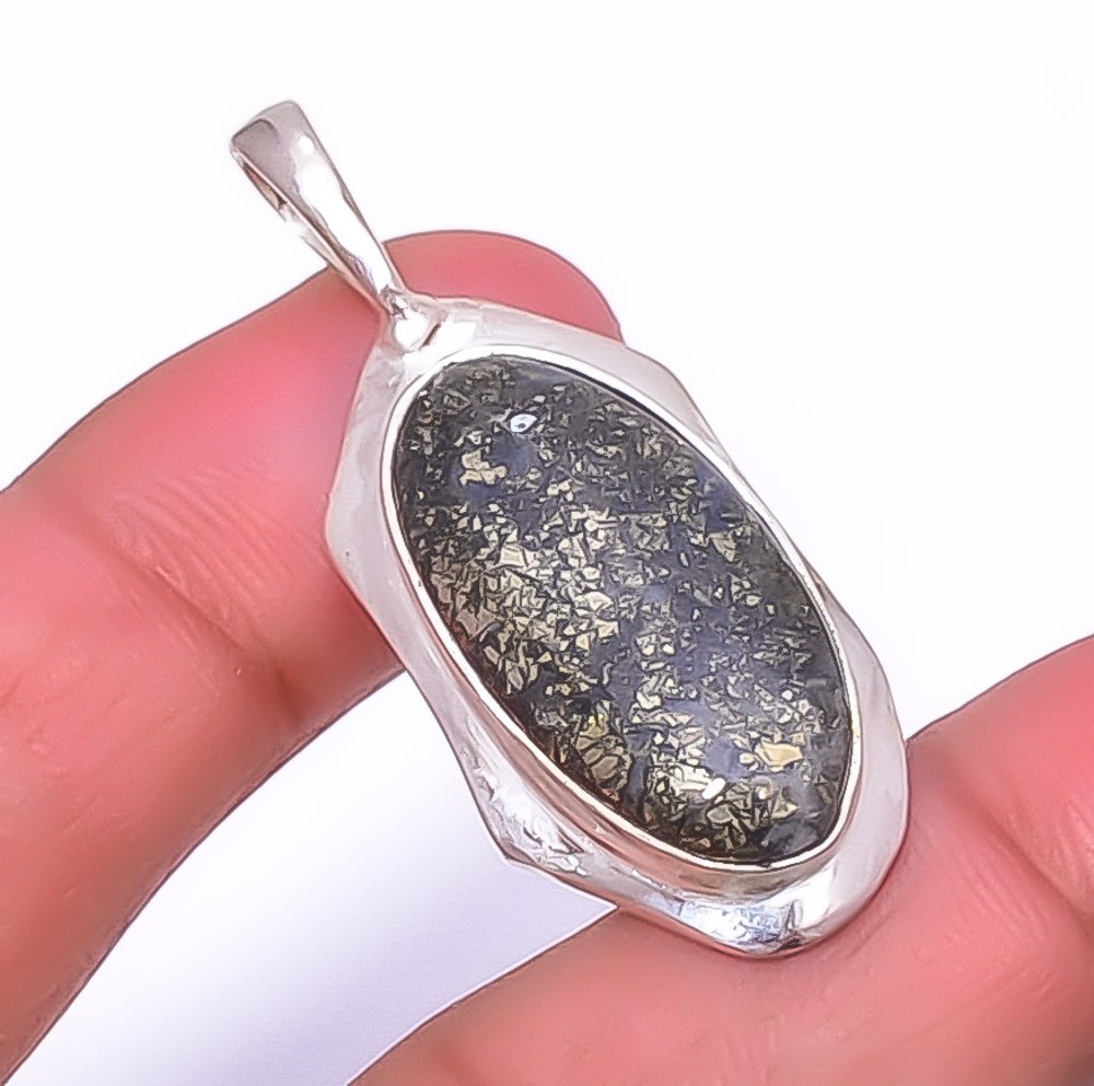 Marcasite – Callahan Mine Gemstone 925 Silver Plated Pendant 1.68″ A326