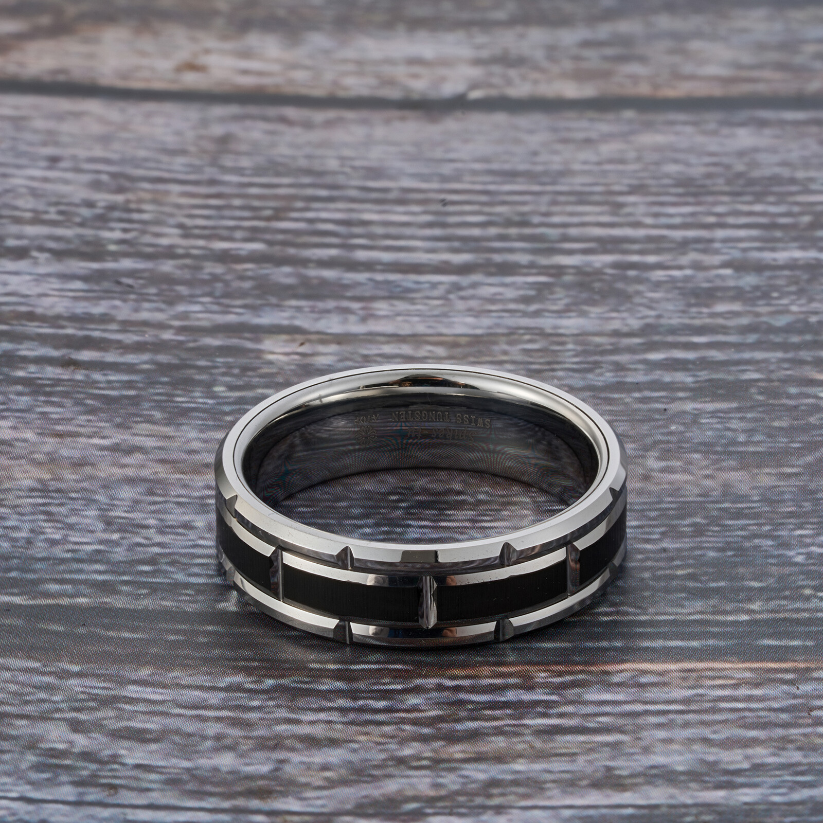 8mm Black/Sliver ATOP Jewelry Brushed Carbide Comfort Fit Mens Wedding Band