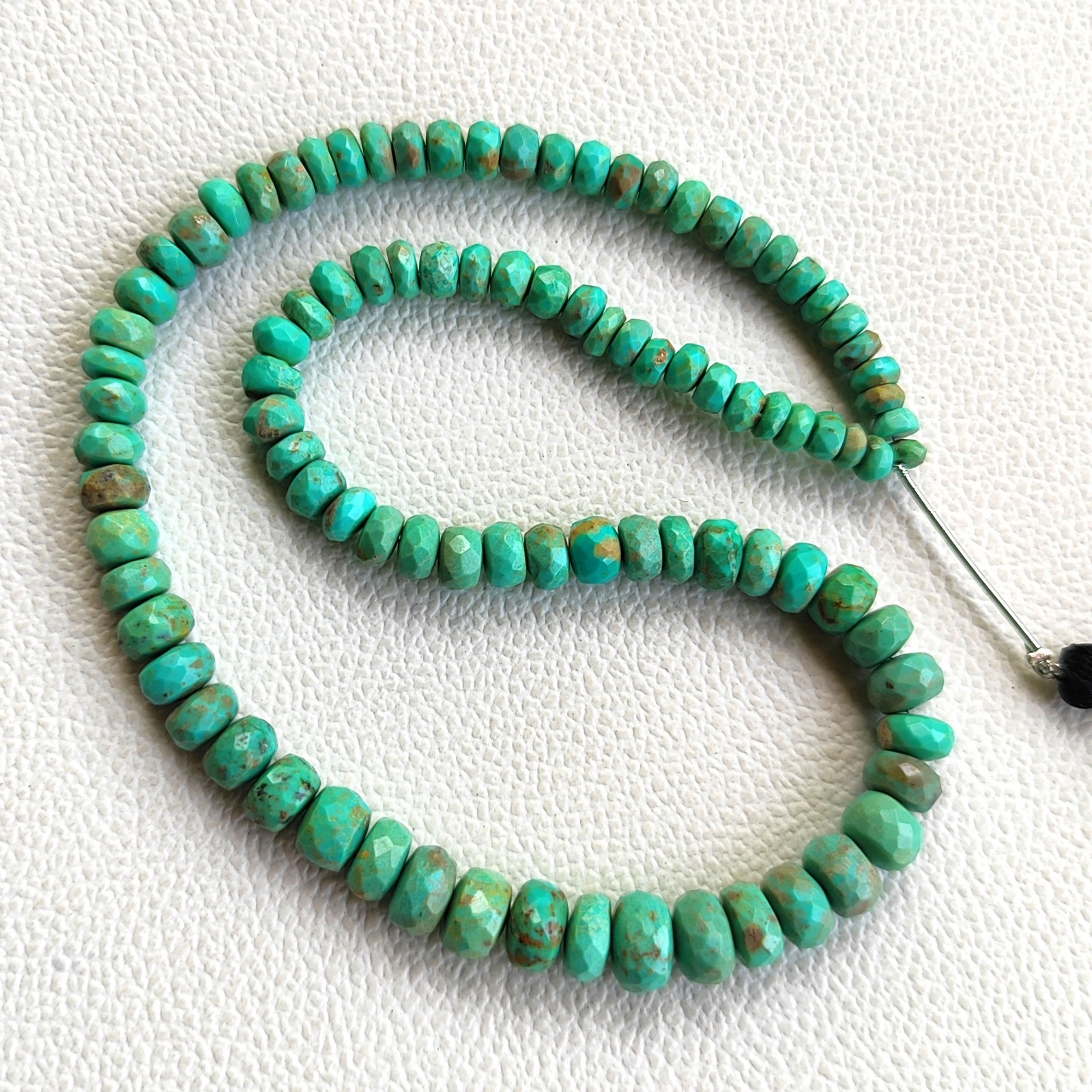 Arizona Turquoise Faceted Rondelle Shape Beads 5-8mm 14″ Strand Natural Gems