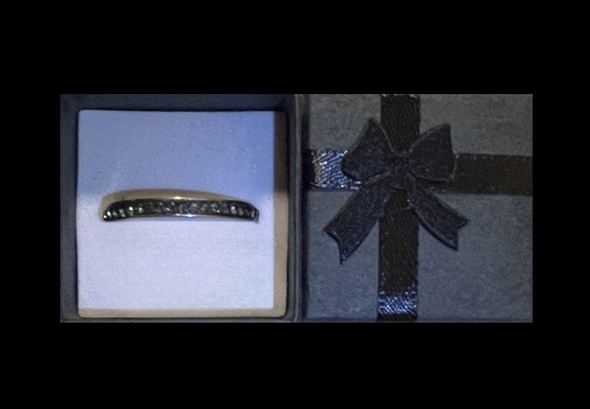 Beautiful Stainless Steel Black Zircon Inlay Eternity Band Ring Size 12