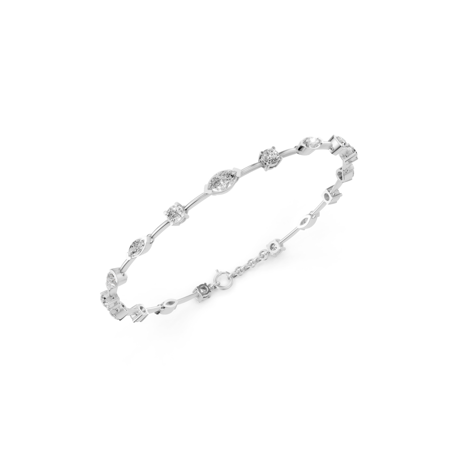 2.86 CT Marquise Lab Grown Diamond Station Chain Bracelet