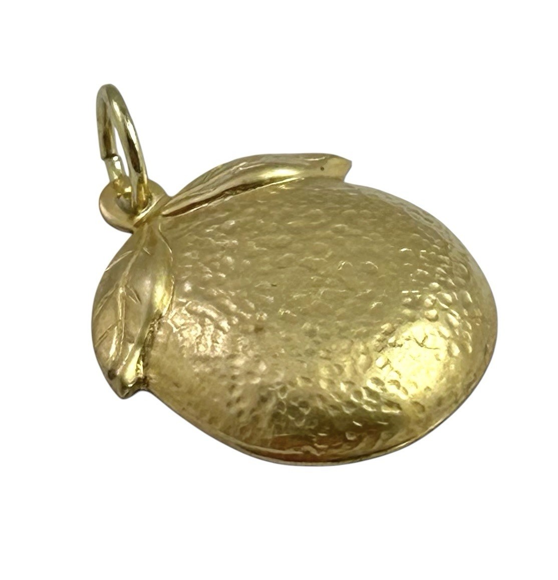 Brass Orange Fruit Charm Citrus Pendant Textured Food Garden Necklace